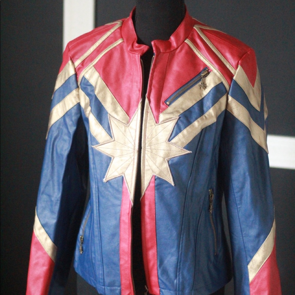 Faux Leather Captain Marvel jacket